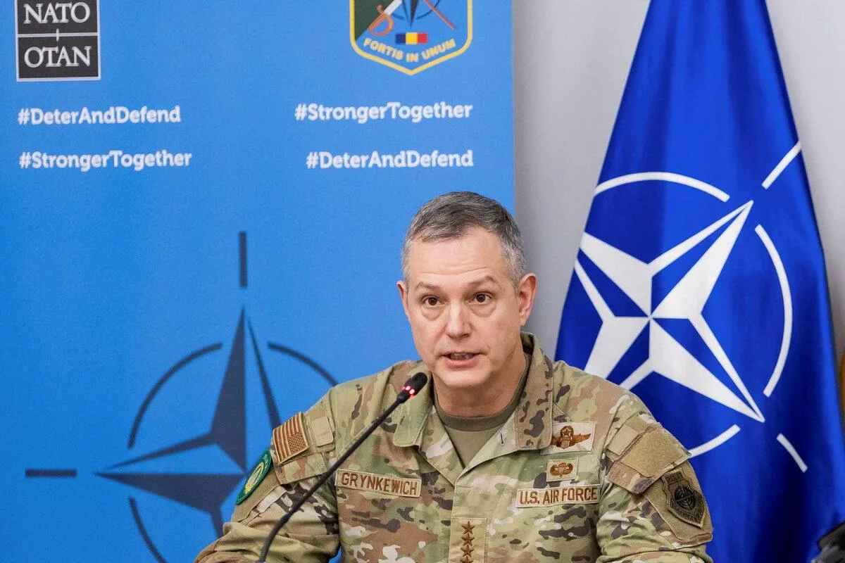 Image from Ukrainska Pravda's report on NATO commander Alexus Grynkewich's remarks in Poland